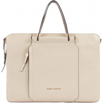 Деловая сумка женская PIQUADRO CIRCLE CA4021W92/BECU с отделением для ноутбука 15.6" бежевая/кофейная натуральная кожа